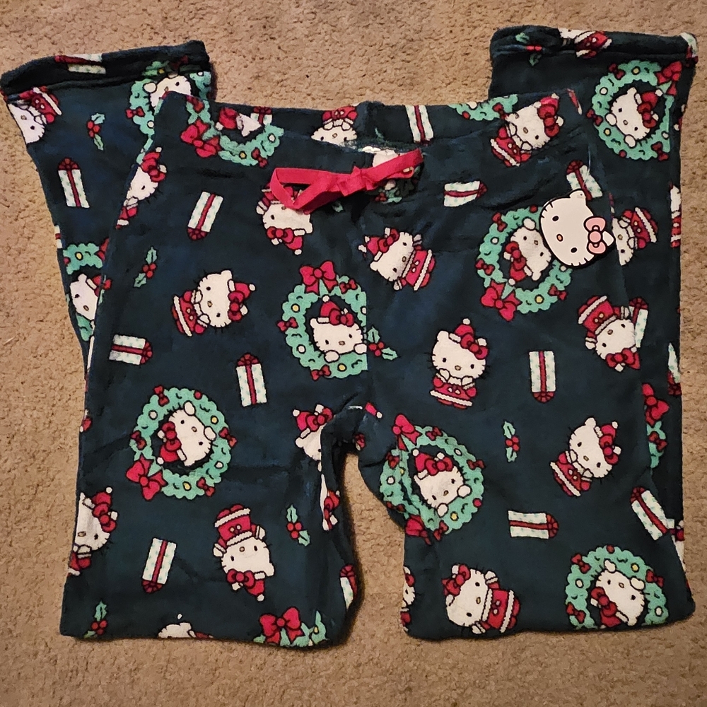 Hello Kitty Christmas Pajama Pants Size M L Hello Kitty pajamas Plush